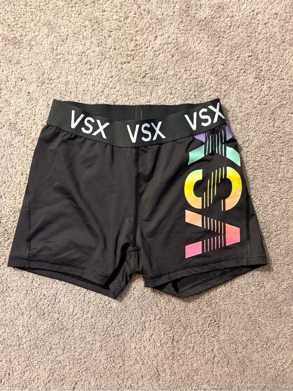 VSX Black Performance Shorts with Multicolor Side Logo